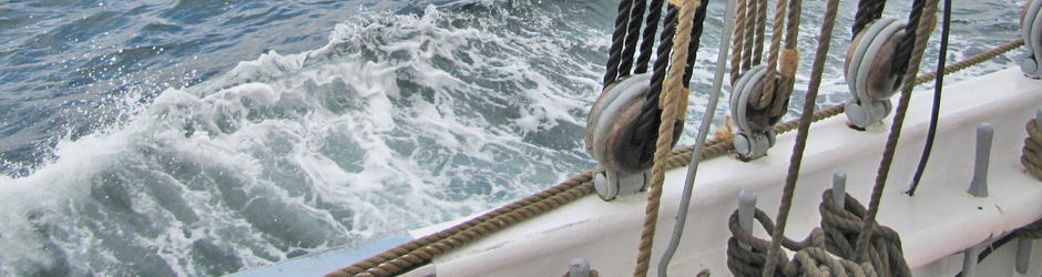 Bluenose II crew working the sails Bluenose II crew working the sails